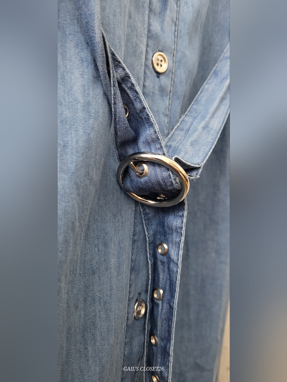 NWT M.P.H. Denim Button-Front Maxi Shirt Dress with Belt - Picture 7 of 12